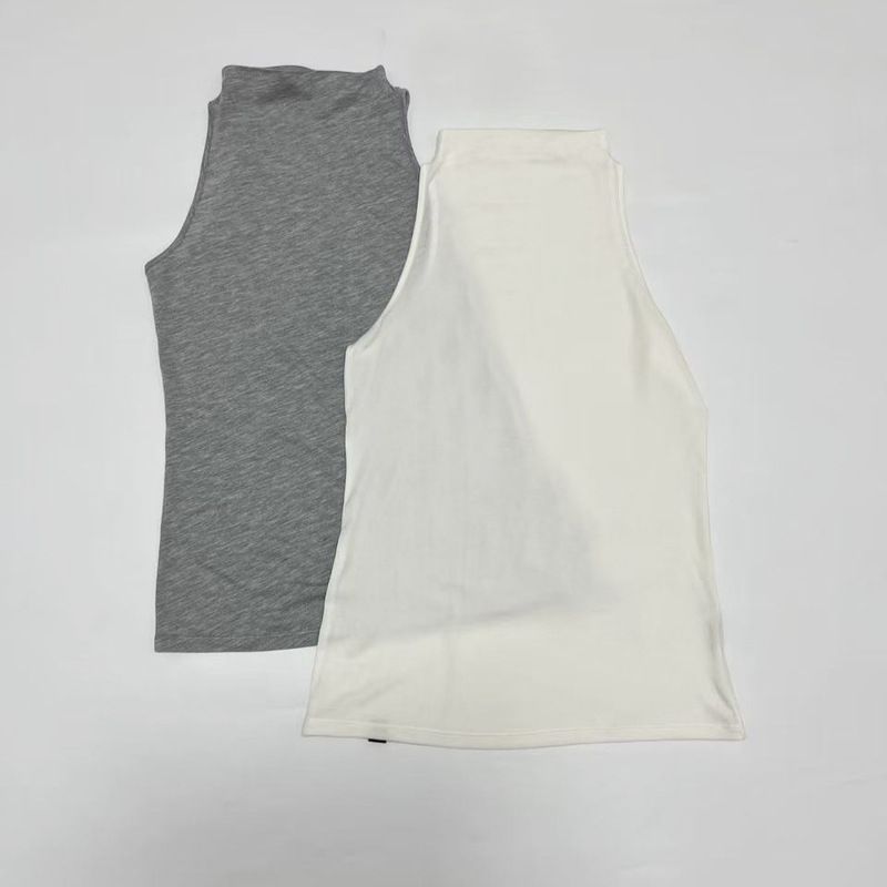 Factory supply versatile stacked collar off-shoulder slim-fit tank top in black/orange/heather gray/white Factory supply versatile stacked collar off-shoulder slim-fit tank top in black/orange/heather gray/white