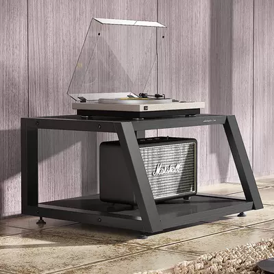 Network Equipment Cabinet Flight Box Special-shaped Amplifier Cabinet Machine Audio-visual Cabinet Equipment Rack Household Solid Wood Tripod (Electric car big tripod) - h02-black-relief-2-layers