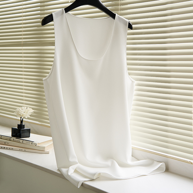 T~Row 2025 Summer U-Neck Vest Women's Commuting Minimalist Ceiling Loose Temperament Slim Acetate Top Women T~Row 2025 Summer U-Neck Vest Women's Commuting Minimalist Ceiling Loose Temperament Slim Acetate Top Women