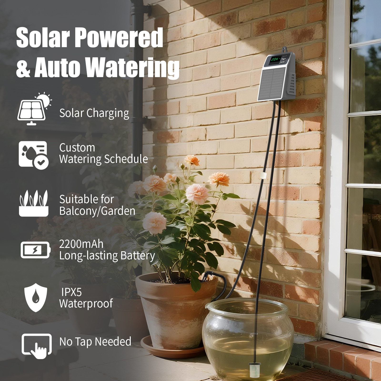 Solar Powered Flower Drip Irrigation System For Garden And Balcony_voghion.com