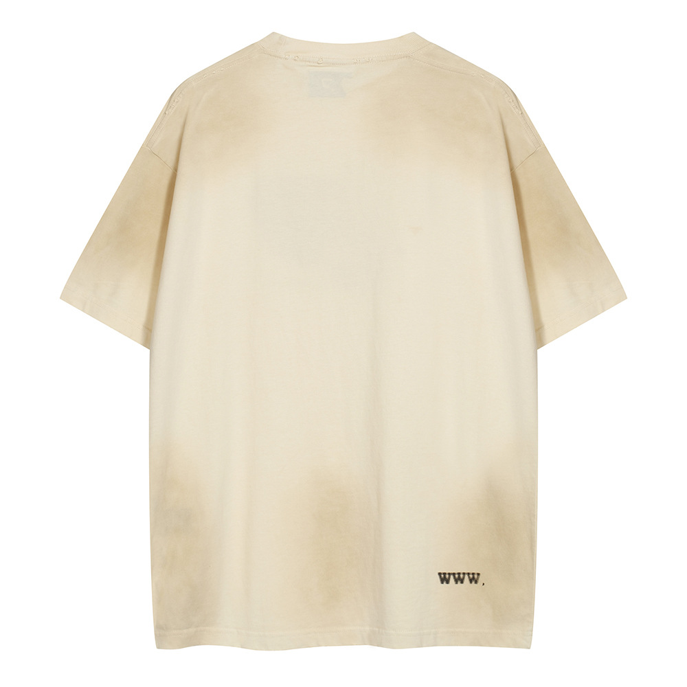 PANQ hace viejos molinos de lavado de agua impresos rotos camiseta de manga corta casual para hombres y mujeres