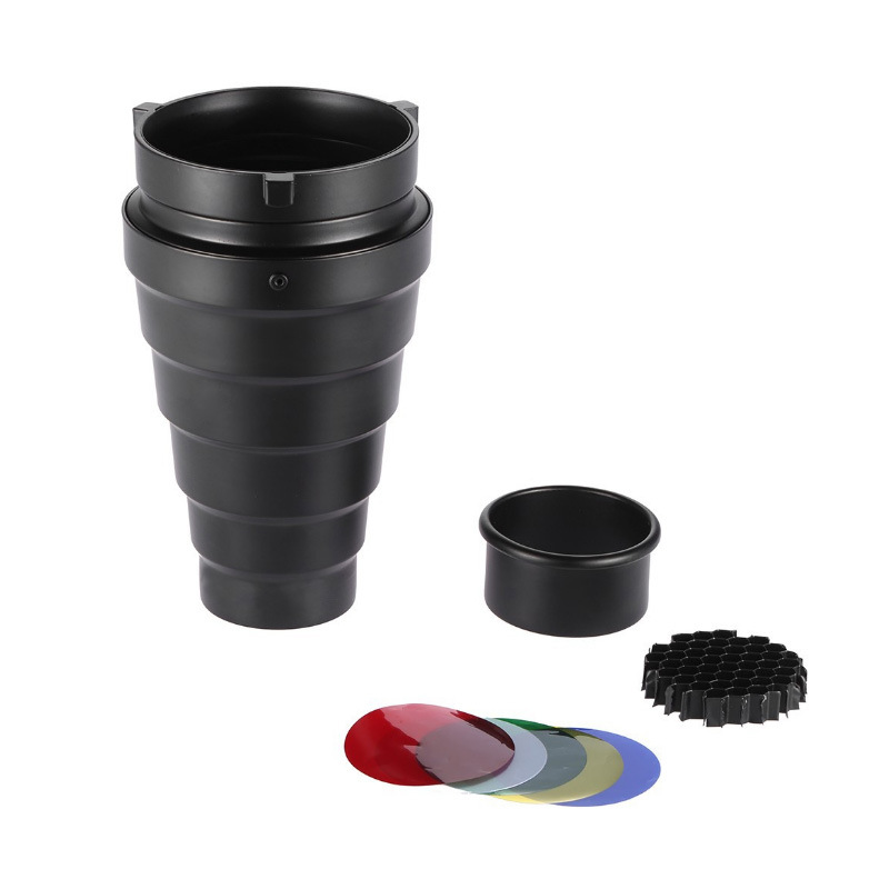 金贝神牛影室闪光灯束光筒中号猪嘴保荣接口带蜂巢色片摄影器材