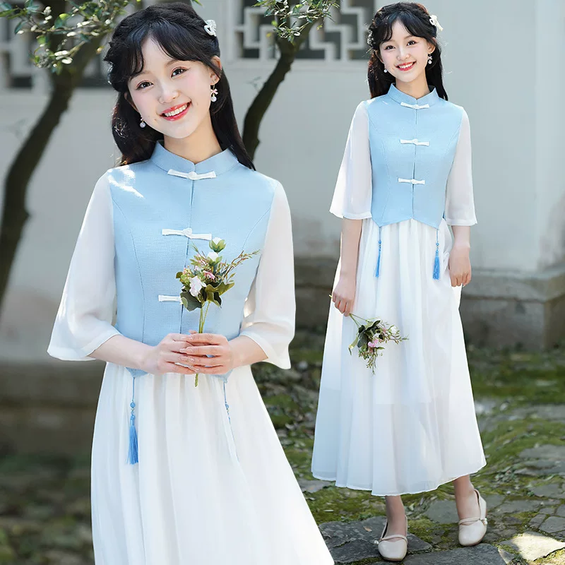 Summer cheongsam, fresh set, Chinese style