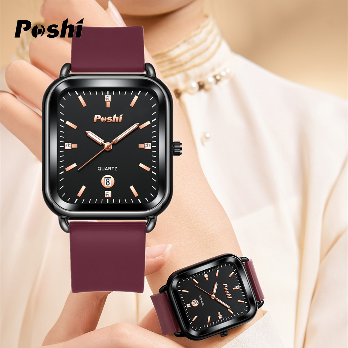 Tiktok transfronterizo TK Venta caliente simple pequeño reloj cuadrado para hombres y mujeres reloj POSHI Internet celebridad Moda mujer reloj de cuarzo