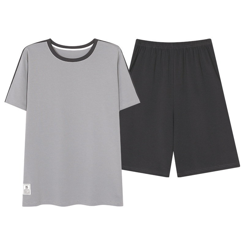 Pijamas de algodón para hombres de verano, pantalones cortos de mangas cortas de verano, pantalones cortos de algodón casero de tamaño grande