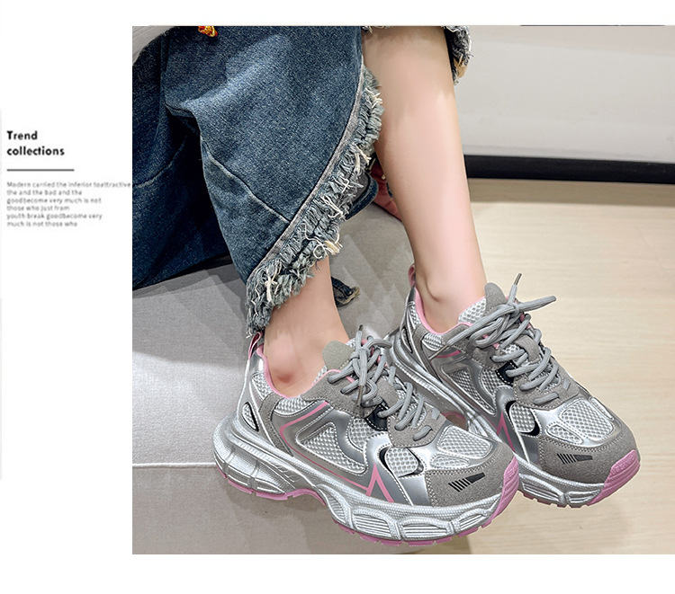 Chaussures de sport célèbres sur Internet pour femmes, nouveau style d'été 2024, roses, polyvalentes, respirantes, décontractées, semelles épaisses, pour papa_voghion.com