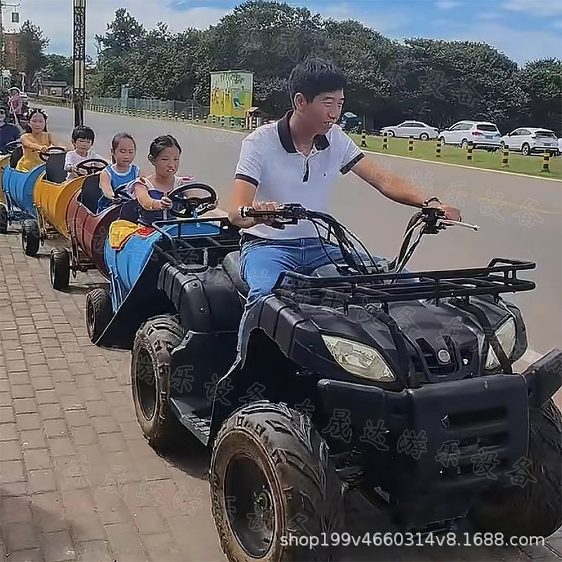 儿童小火车景区玩耍户外网红油桶无轨观光大型游乐设备多人游玩