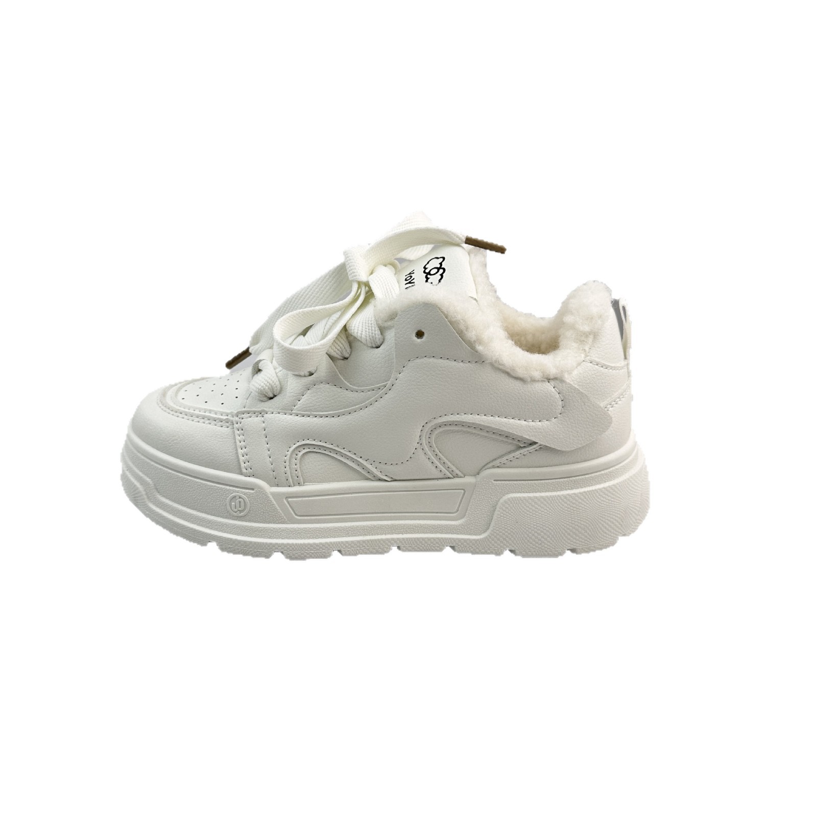 Yuanbo versátil estudiante casual zapatos blancos para mujeres 2025 nuevas zapatillas de invierno de terciopelo con suela gruesa aumentando la altura de los zapatos de patinaje