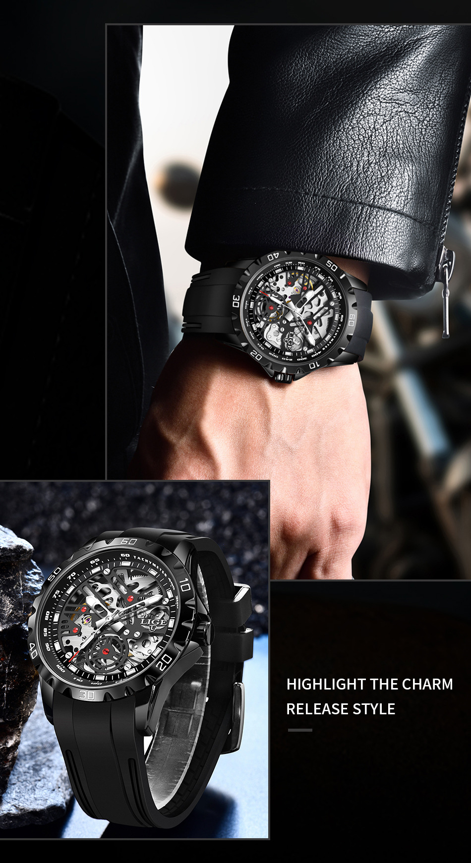 Men's Automatic Mechanical Watch Skeleton Luminous Waterproof_voghion.com