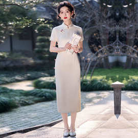 白色旗袍订婚素雅民国风改良复古新中式敬酒服高级感礼服结婚领证