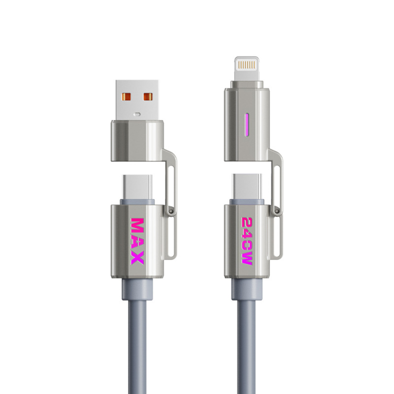 [ハイエンドチップ] 240WフォーインワンMAXカラフルな呼吸ライト超高速充電真の液体シリコーンデータケーブル|undefined