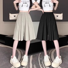 裙裤女夏季薄款2025新款高腰6分短裤春装休闲宽松冰丝阔腿五分裤