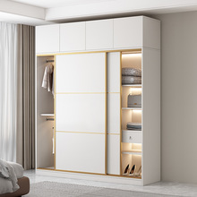 輕奢推拉門衣櫃實木生態板家用卧室木質櫃子經濟型滑移門衣櫥
