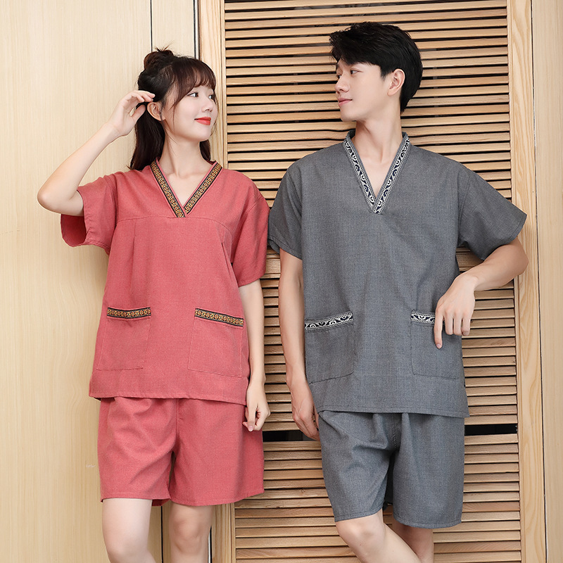 Mi Zhu High-end Gong Ma Khan Steaming Clothing Female Couple Large Size Male Foot Therapy Bath Massage Bathrobe Home Pajamas