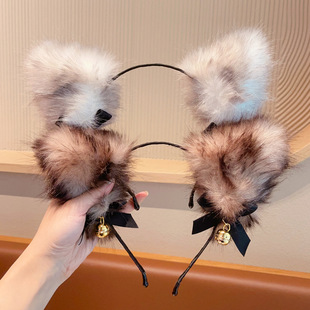 Children's Cute Super Cute Plush Cat Ears Hair Hoop Autumn and Winter Girls Dress Up Headwear 2024 New Style Girl Hair Accessories