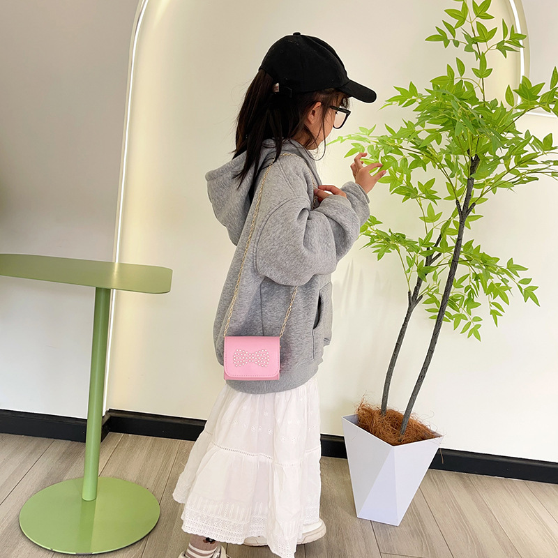 Bolsa de hombro coreana para niñas, bolso de perla dulce, bolso para bebés, bolso de moda mini pequeño, bolso para niños.