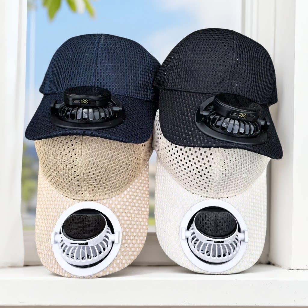 Solar Powered Digital Display Fan Breathable Mesh Baseball Cap Long Brimmed Sunshade For Men And Women Outdoor Hiking And Travel Sun Protection_voghion.com