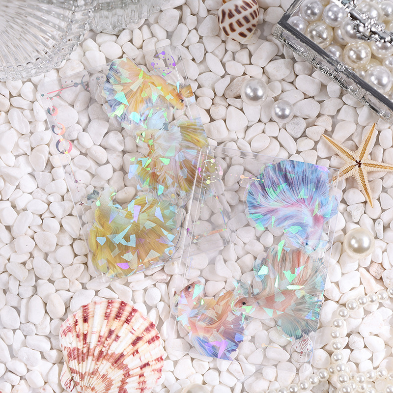 Fan-tail betina láser transparente impermeable pet manual pegatinas bolsa diy manual diario material decoración pegatinas betina