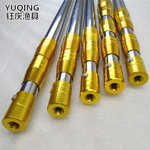 厂家批发加厚不锈钢抄网杆摘果杆鱼叉杆压花伸缩抄网竿渔具用品