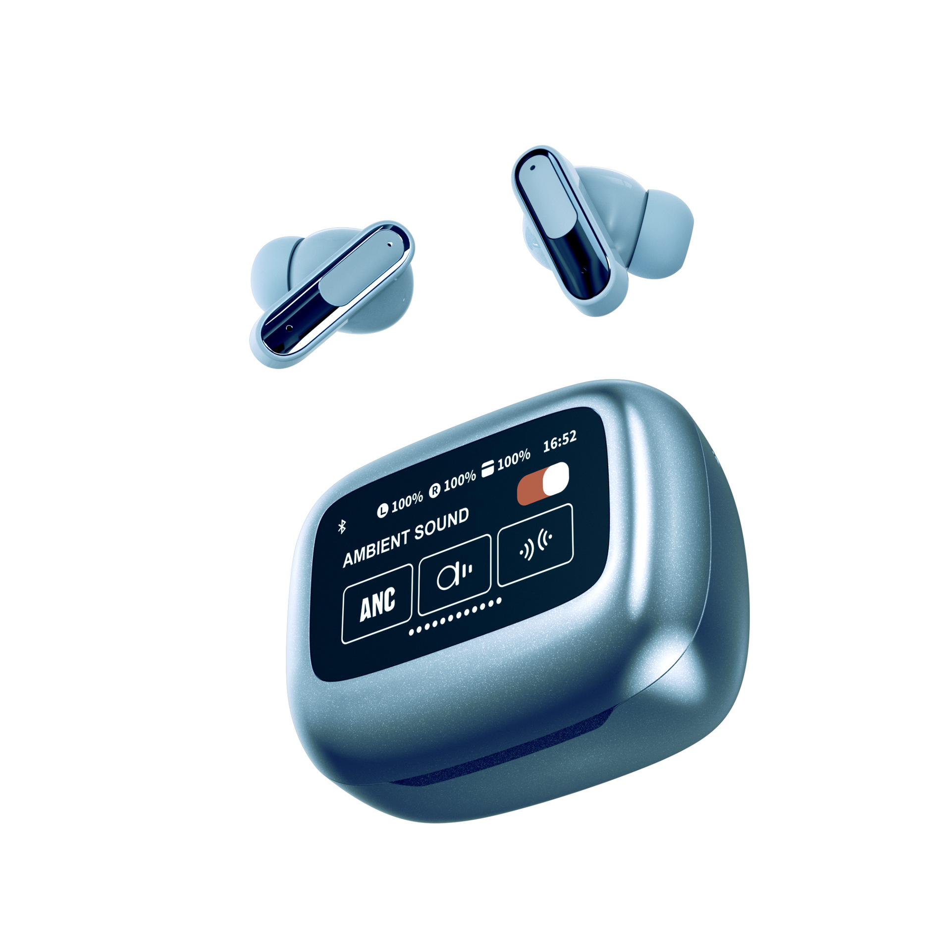 Auriculares Bluetooth A9 Pro con Pantalla V8 — Cancelación de Ruido ANC, Estuche Deslizante