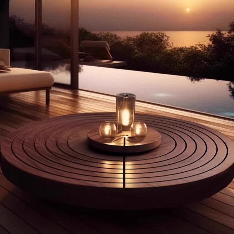 Sofá al aire libre Villa de madera maciza combinación de ocio tarjeta impermeable muebles mesas de té jardín al aire libre terraza teca