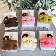 卸売ぬいぐるみ子犬人形バッグペンダントドーパミンビッグヘッド抽象荒野スタイルクリスマスギフトキーホルダー付き