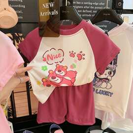 2026夏季新款卡通儿童短袖短裤套装卡通印花夏季冰丝套装男童女童