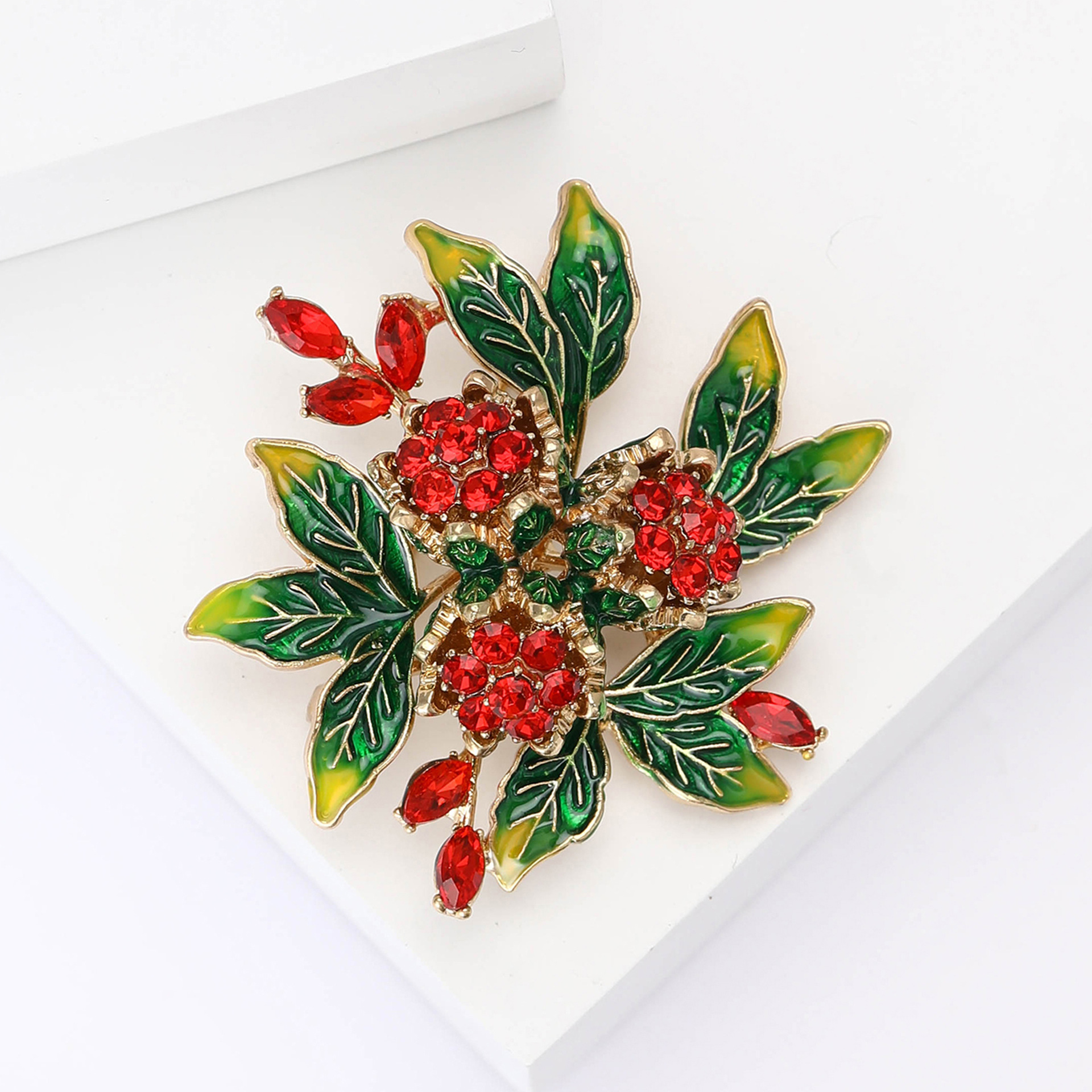 All Seasons Season Vintage Style Pin Leaf Flower Alloy Rhinestones Women's Brooches