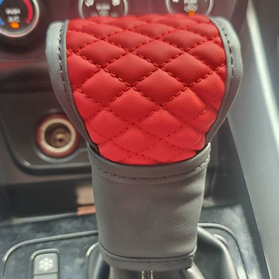 Car Shoulder Pad Set 5-Piece Set Universal Car Gear Shift Cover Handbrake Cover Shoulder Pad Cover Steering Wheel Cover Cross-Border (Sürətlər qutusu və əl tormozu başlıqları) - black-and-red-gear-handle-cover