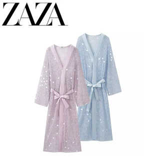 ZAZA 自制欧美风 批发女装 时尚百搭气质 设计网纱亮片透视罩衫