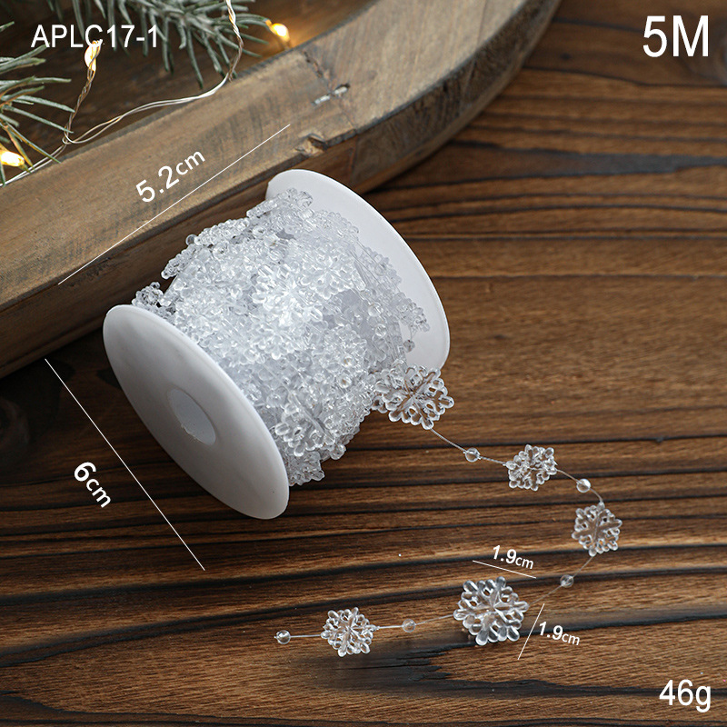 Cadena de cuentas de plástico transparente para decoración navideña, adornos para árbol de Navidad, colgante decorativo, arreglo de escena