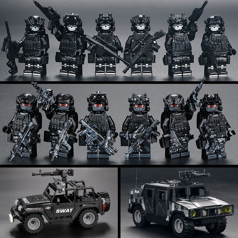 Black panther 6 people + 6 ghosts + 2 chariot + weapons + bucket