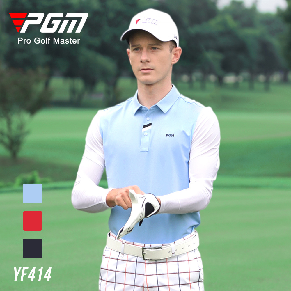 Áo thun golf nam dài tay cổ tròn vải thể thao co giãn — YF414-màu đỏ, YF414-màu xanh hải quân, YF414-màu trắng, YF414-màu xanh nhạt