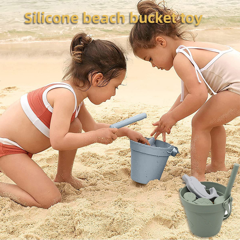 Cubo de playa de silicona para niños | Juguete resistente al agua y a caídas, uso interior y exterior, ideal para arena, playa y juegos al aire libre