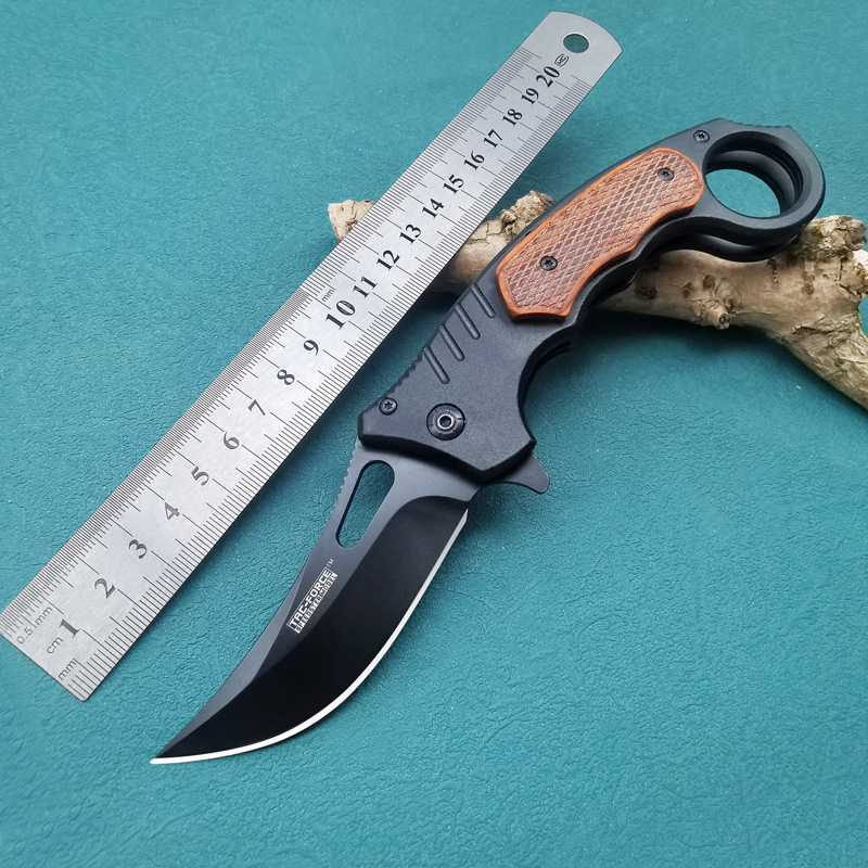 外贸黑色指环小刀折叠随身把玩刀具随身拆快递刀速卖通货源批发