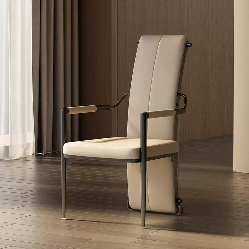 Italian minimalist high-back armchair, modern and luxurious stainless steel dining chair, suitable for home, living room, hotel, and model apartments, a comfortable leisure chair