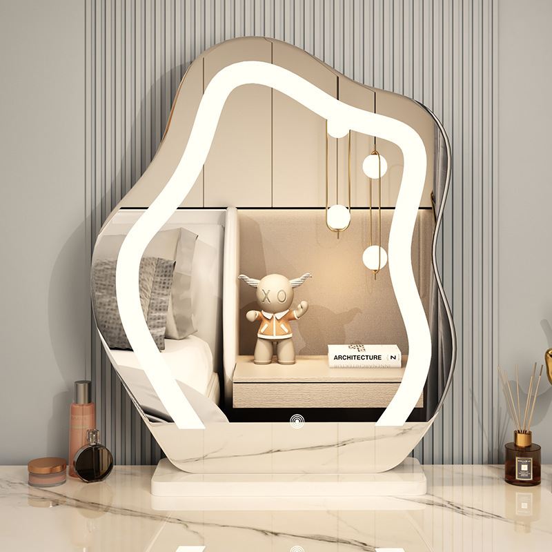 Tocador nube maquillaje espejo escritorio LED luz espejo tocador dormitorio elegante vestidor espejo con luz ins estilo image 8