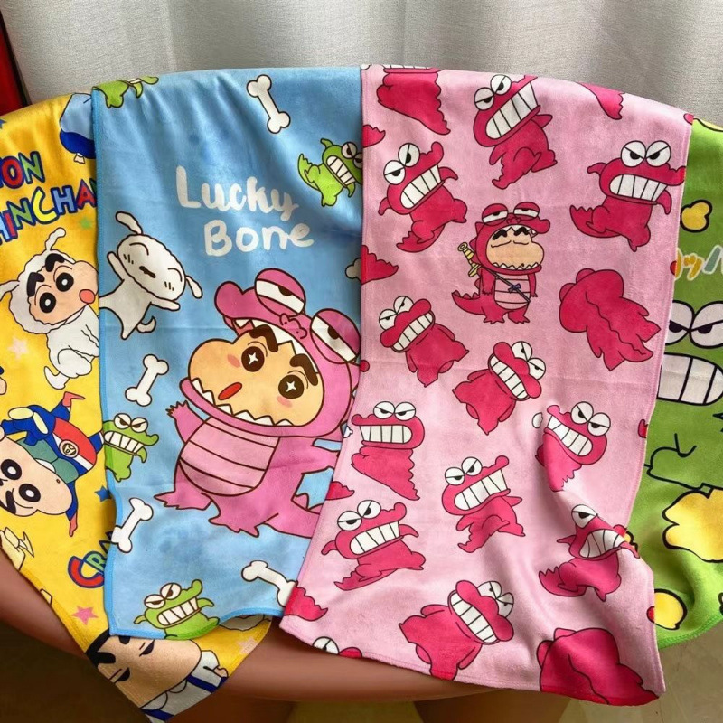 Cute Absorbent Towels for Couples, Bath Towels, Swimming and Fitness Towels, Children's Quick-Drying Crayon Shin-Chan Running and Travel Beach Towels