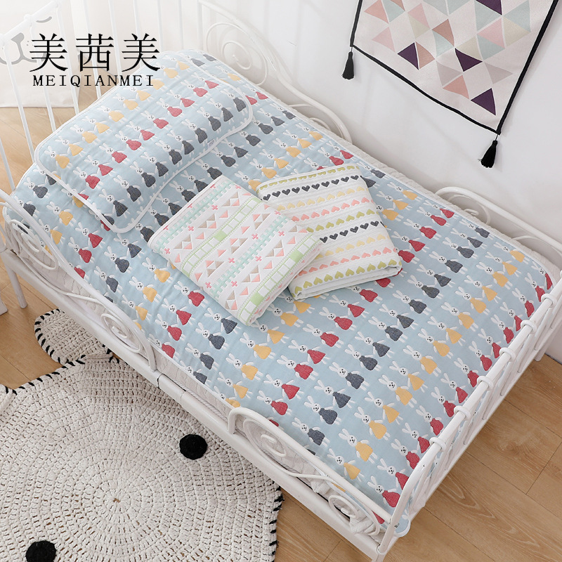 Baby's Summer Mat Breathable Single-person Sweat Mat Cotton Six-layer Gauze Set Kindergarten Big Bed Children's Gauze Soft Summer Mat