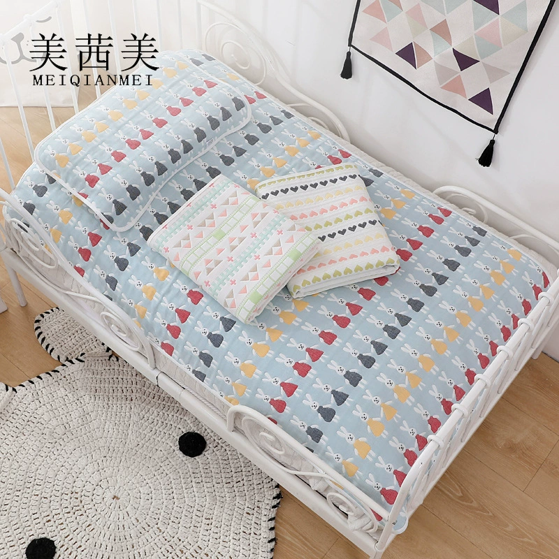 Детский летний коврик, дышащий коврик для одного пота, хлопковый шестислойный марлевый костюм, большая кровать для детского сада, детский марлевый Мягкий Летний коврик