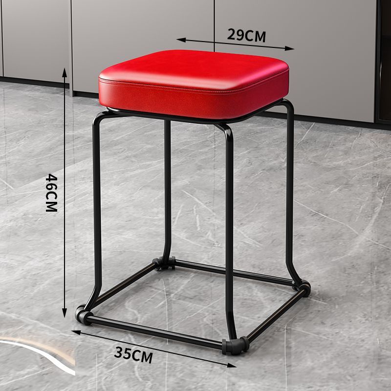 Taburete redondo de envoltura suave, silla de comedor de hierro forjado, taburete cuadrado sólido moderno, taburete de acero apilable para el hogar image 13