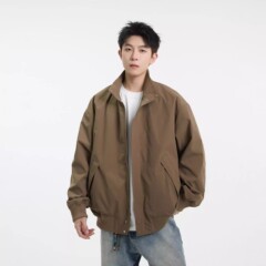 春季美式飞行哈灵顿夹克男女立领棒球夹克情侣卡其色cleanfit外套