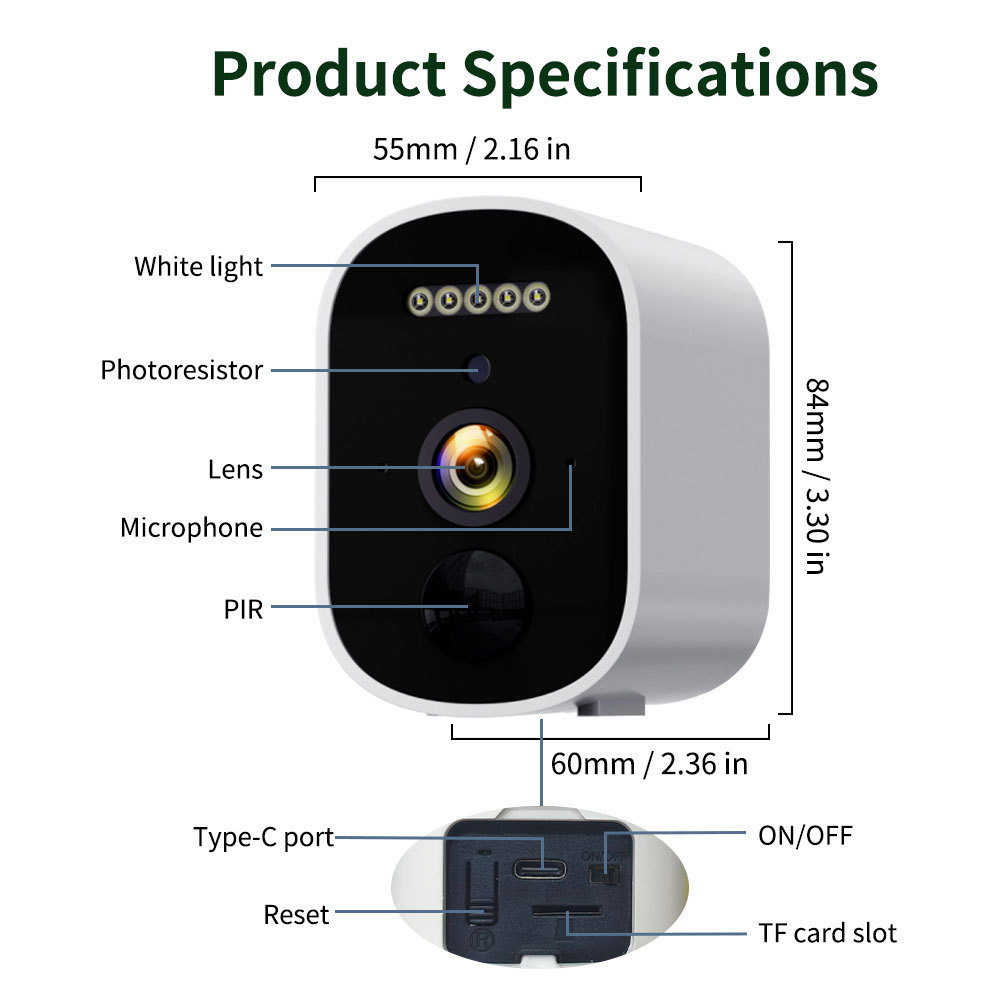 Solar battery HD night vision camera, wireless installation