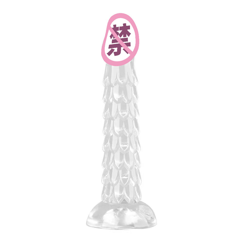Transparent Dragon Scale Anal Plug with Suction Cup, Unisex TPE Anal Massager Toy — detail image 1