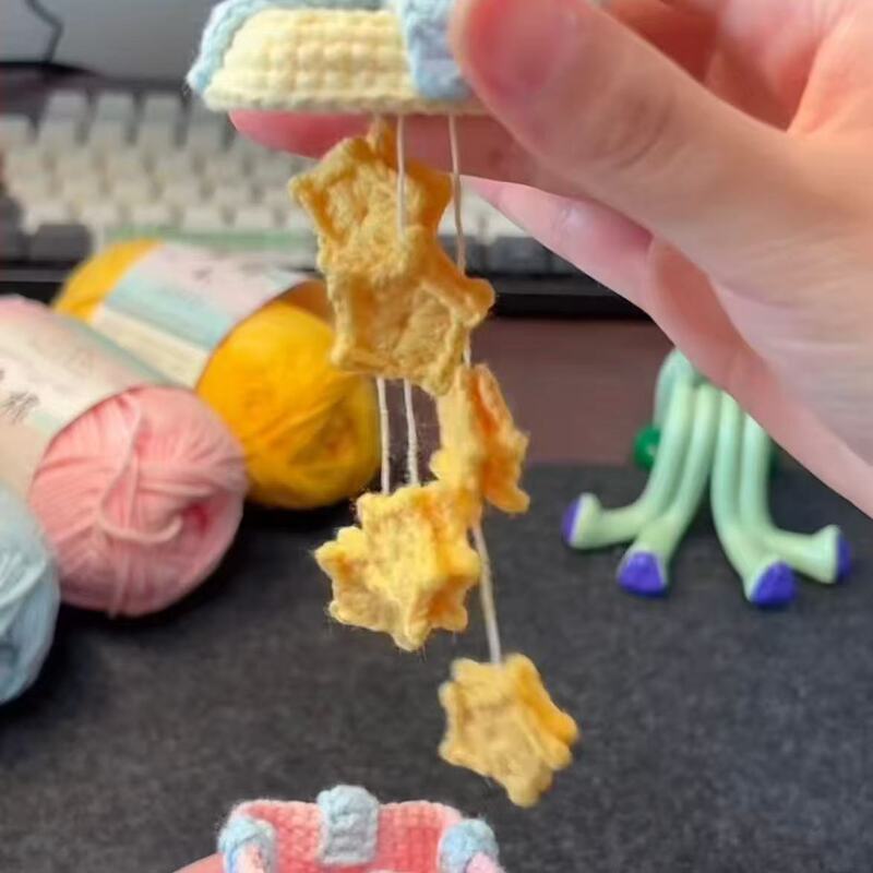 浪漫的星星礼物盒风铃编织diy 材料毛线钩织手工挂件星星礼物女友|undefined