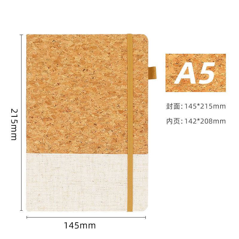 Protección del medio ambiente corcho de paja de corcho conjunto de cuaderno de tarjetas puede imprimir logotipo de la empresa pequeña producción de lotes al por mayor cuaderno de tarjetas
