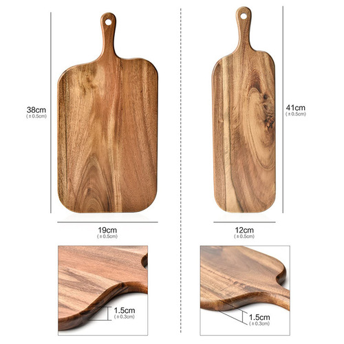 Long-handled acacia wood cutting board solid wood cutting board cutting board household wooden cutting board creative photo props Amazon wholesale
