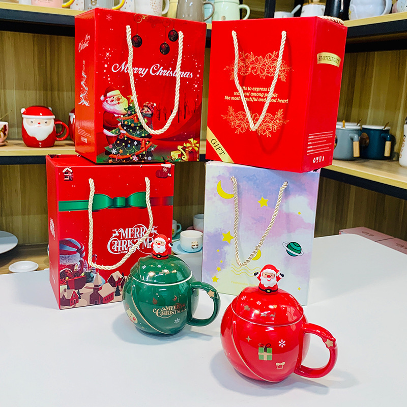新しいクリスマス漫画陶磁器カップ蓋付きスプーン付きマグカップギフトボックスお土産学生高颜値コップ|undefined