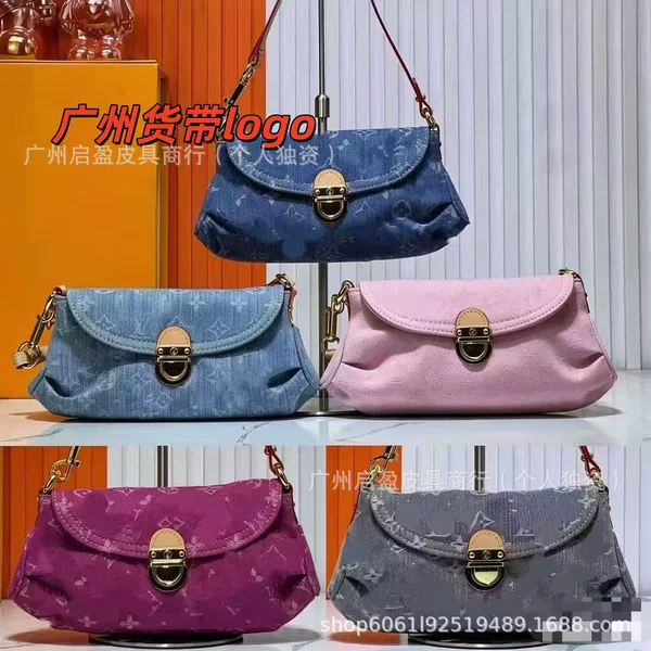 Guangzhou cross-border exclusive vintage small ingot denim denim underarm bag with lock vintage shoulder handbag