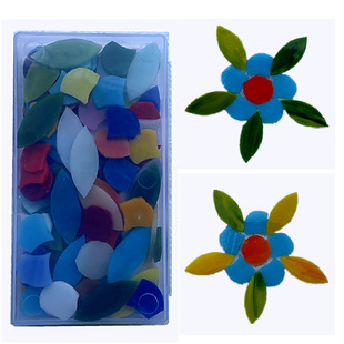 Factory wholesale colorful glass mosaic leaf petal Mica piece DIY flower combination puzzle material